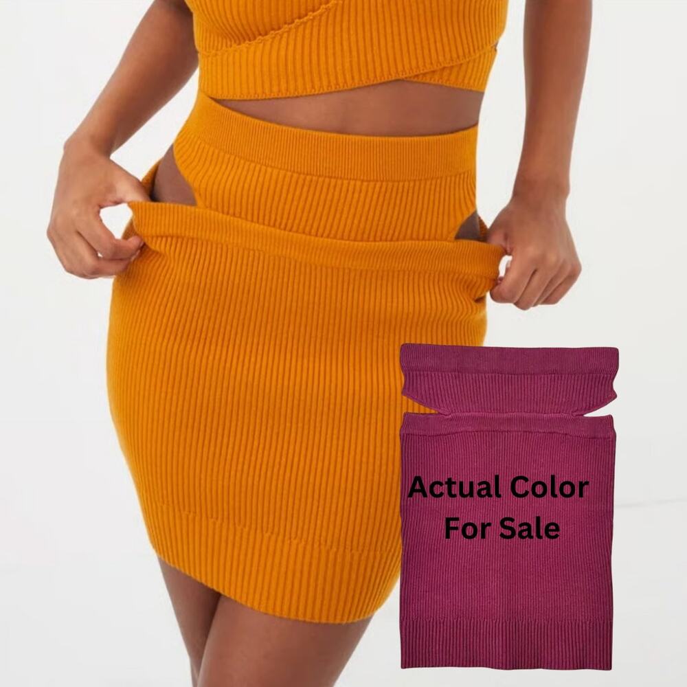 For Love And Lemons Maggie Ribbed Skirt Cutout Maroon Size Small